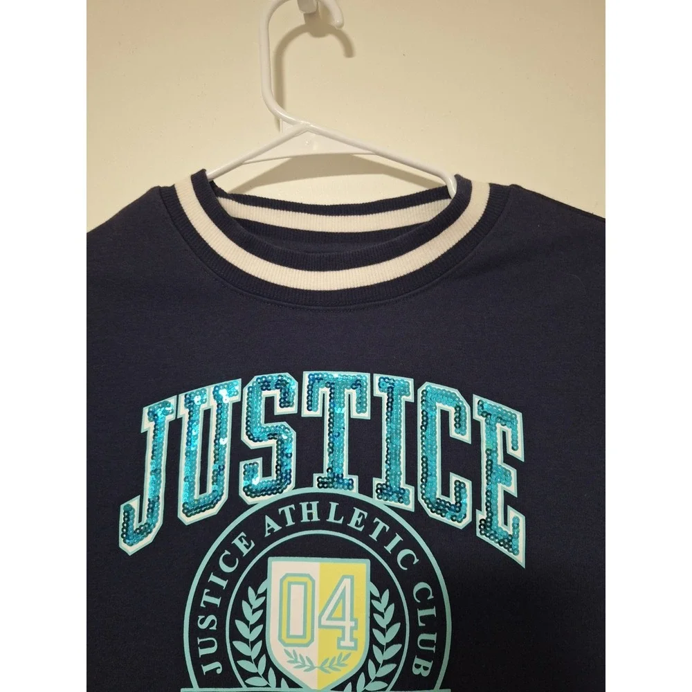 Justice Girls XS 5/6 Navy Blue Sequin Athletic Club 04 Sweater Dress Tunic Top